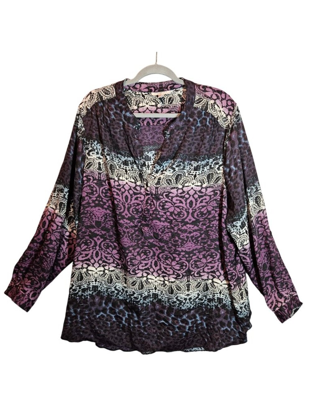 Roz & Ali  Womens Animal and geometric Print Blouse Office casual date modest
